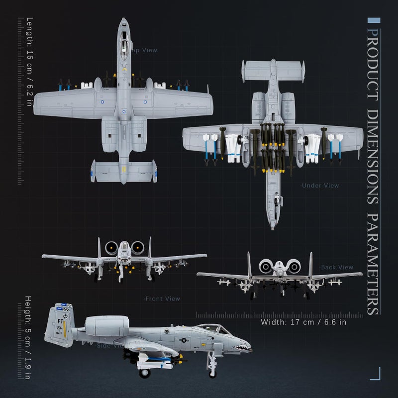 HANGHANG 1/100 A-10 Thunderbolt II Warthog Attack Planeï¼ˆPainted Versionï¼‰ Metal Fighter Military Model Diecast Plane Model for Collection and Displays - Image 5
